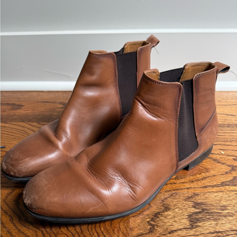 Zara Brown Leather Chelsea Boots Classic Design